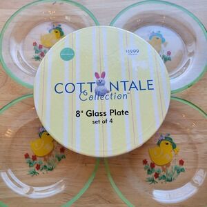Cottontale Collection Plates Set Of 4 Spring Chick 8" Glass Painted 2005 New‎ IB